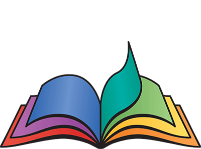 Open book illustration with colorful pages representing full-color publishing